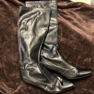Franco Sarto Black Small Heel Knee High Boots 8.5M